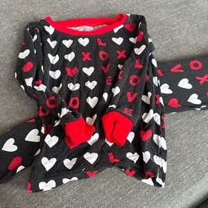 Little sleepies Valentines Heart and Love Print Pajama Set